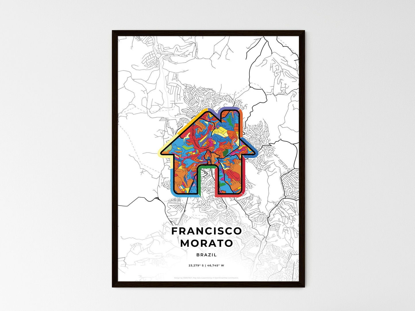 Francisco Morato Brazil wedding art map with home icon