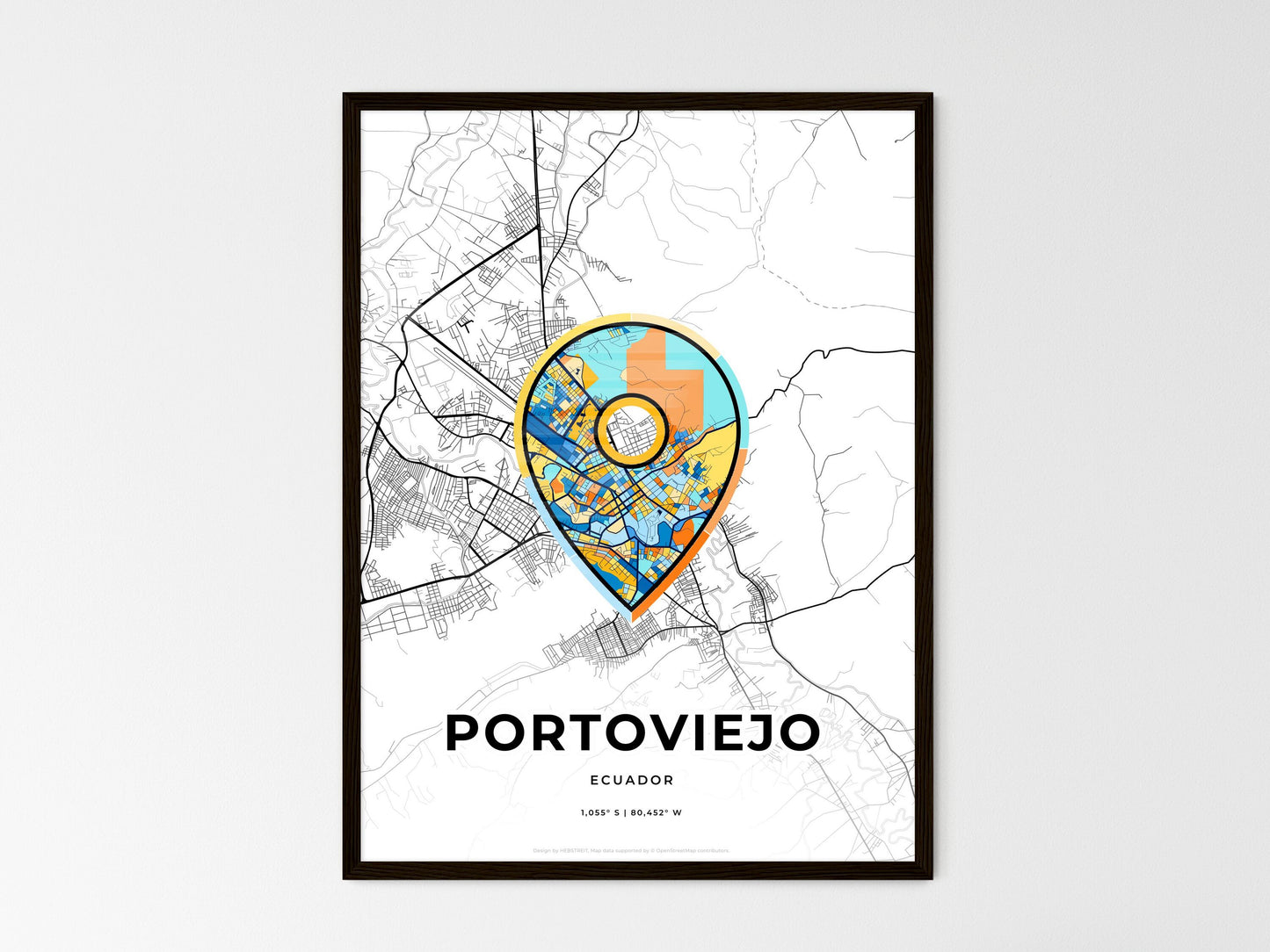 PORTOVIEJO ECUADOR minimal art map with a colorful icon. Style 1
