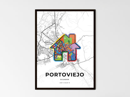 PORTOVIEJO ECUADOR minimal art map with a colorful icon. Style 3