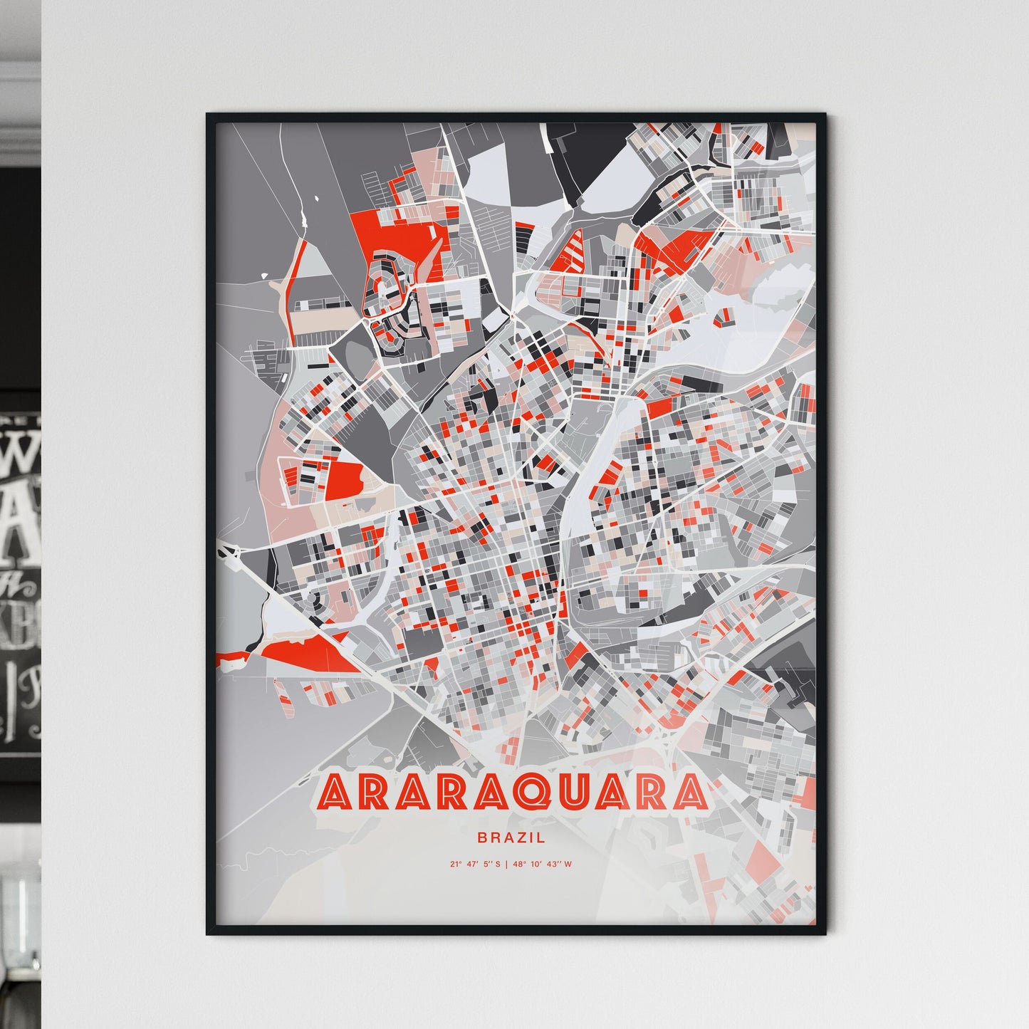 Colorful ARARAQUARA BRAZIL Fine Art Map Modern