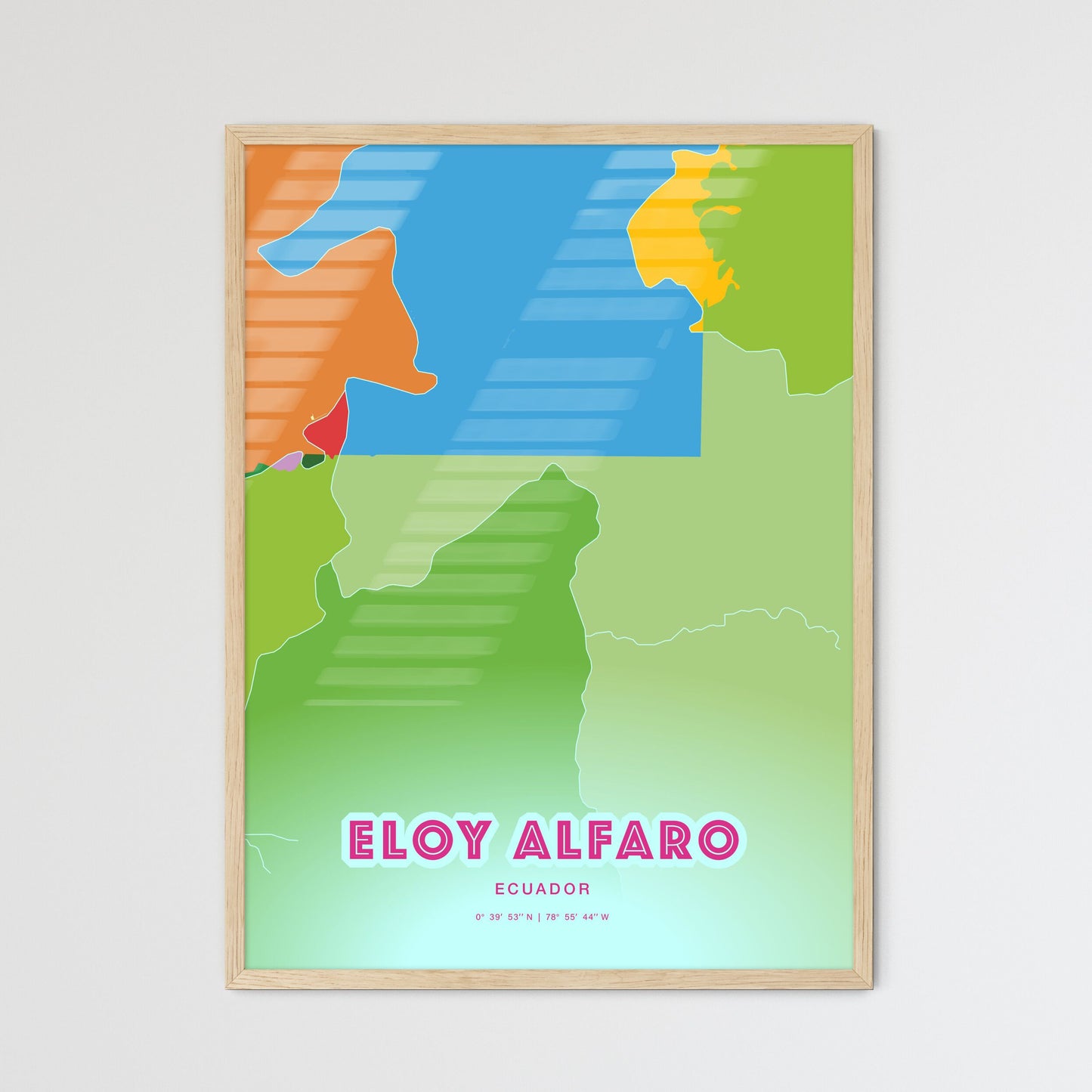 Colorful ELOY ALFARO ECUADOR Fine Art Map Crazy Colors