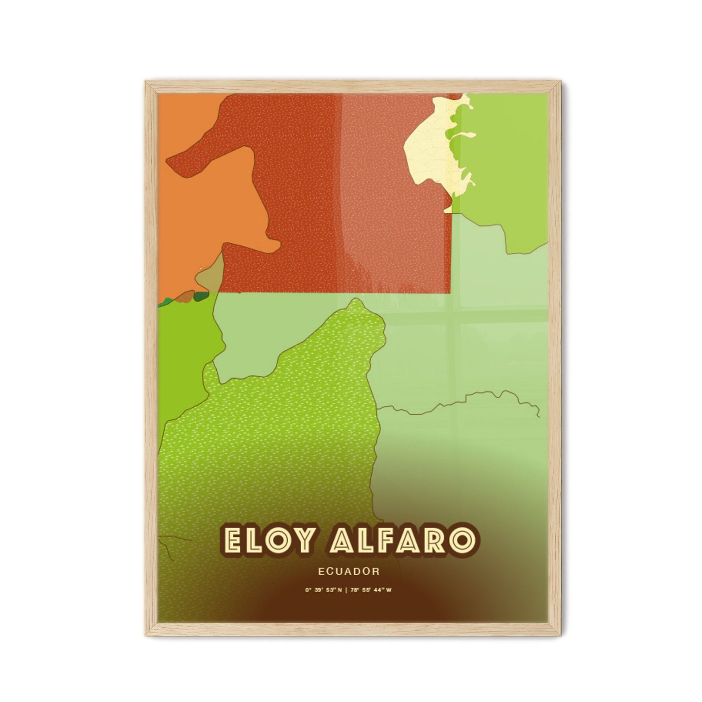 Colorful ELOY ALFARO ECUADOR Fine Art Map Farmhouse