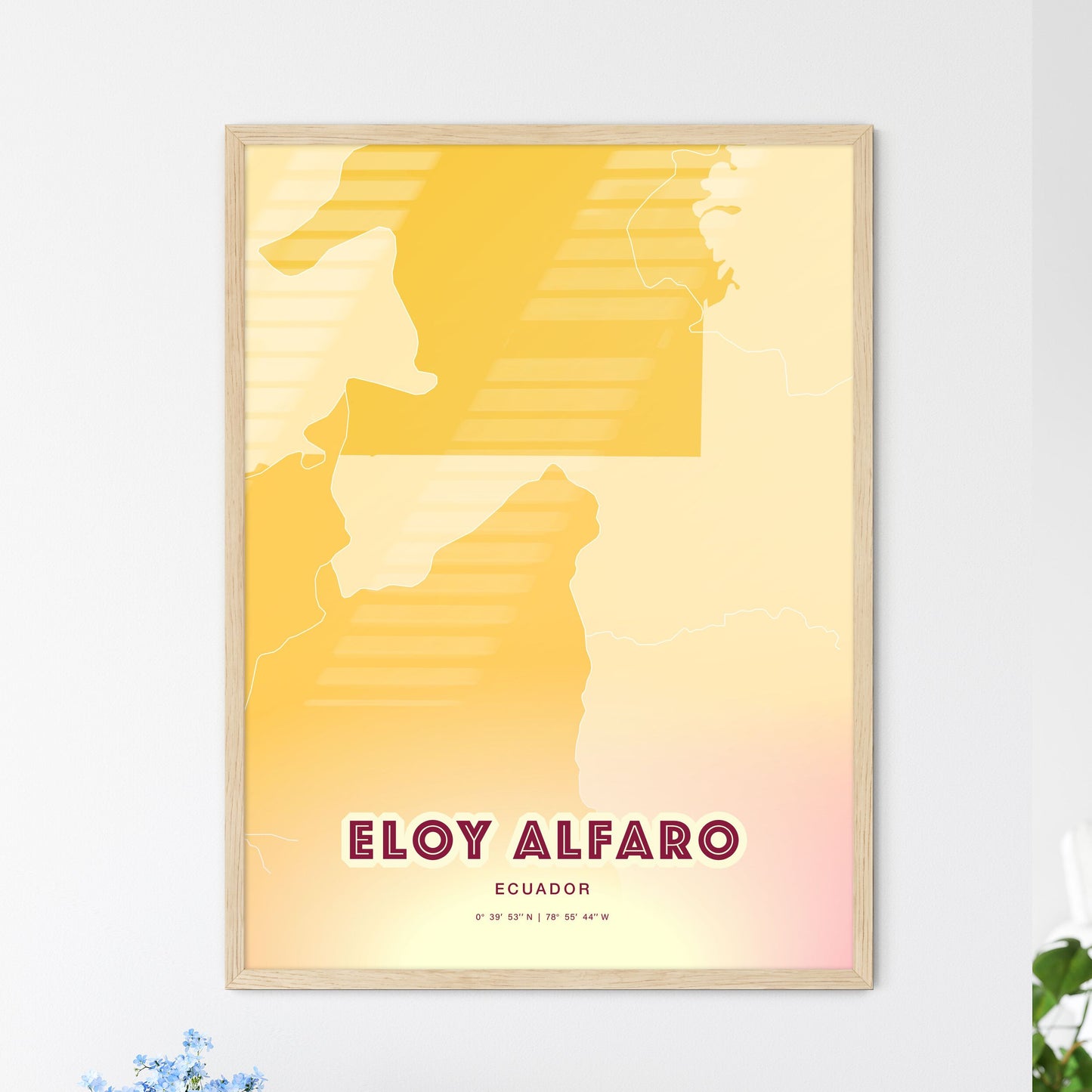 Colorful ELOY ALFARO ECUADOR Fine Art Map Hot Red