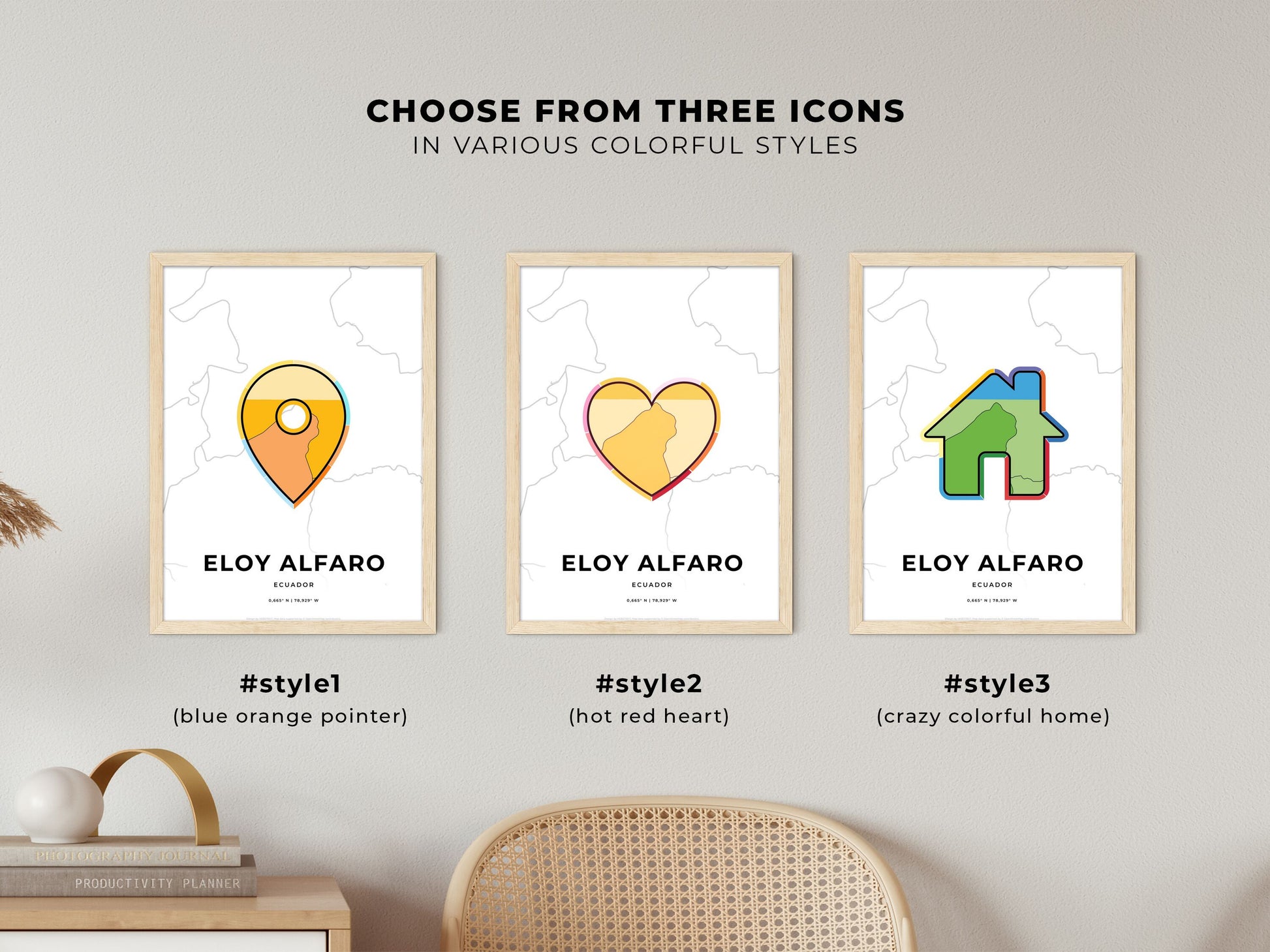 Eloy Alfaro Ecuador maps with colorful icons