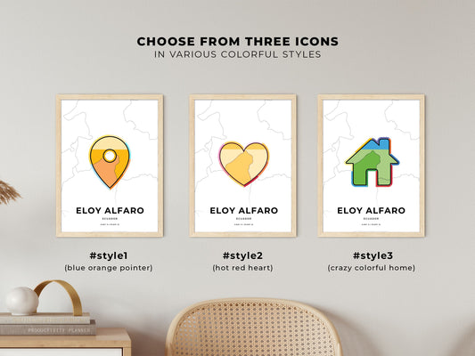 Eloy Alfaro Ecuador maps with colorful icons
