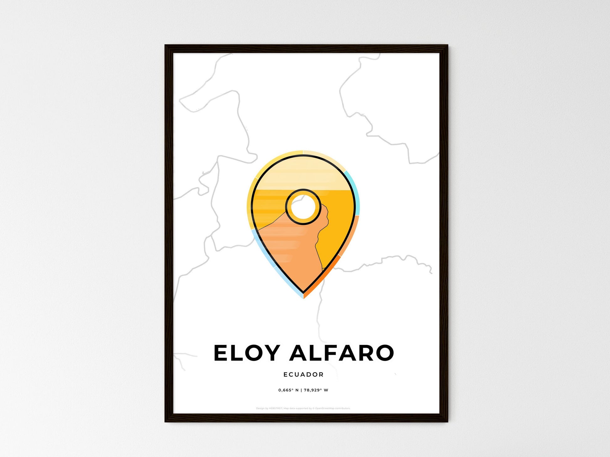 Eloy Alfaro Ecuador wedding art map with pointer icon