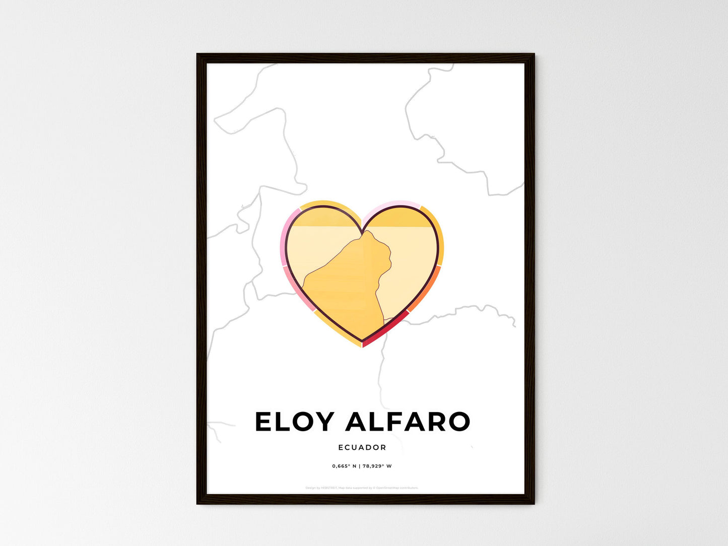 Eloy Alfaro Ecuador wedding art map with heart icon