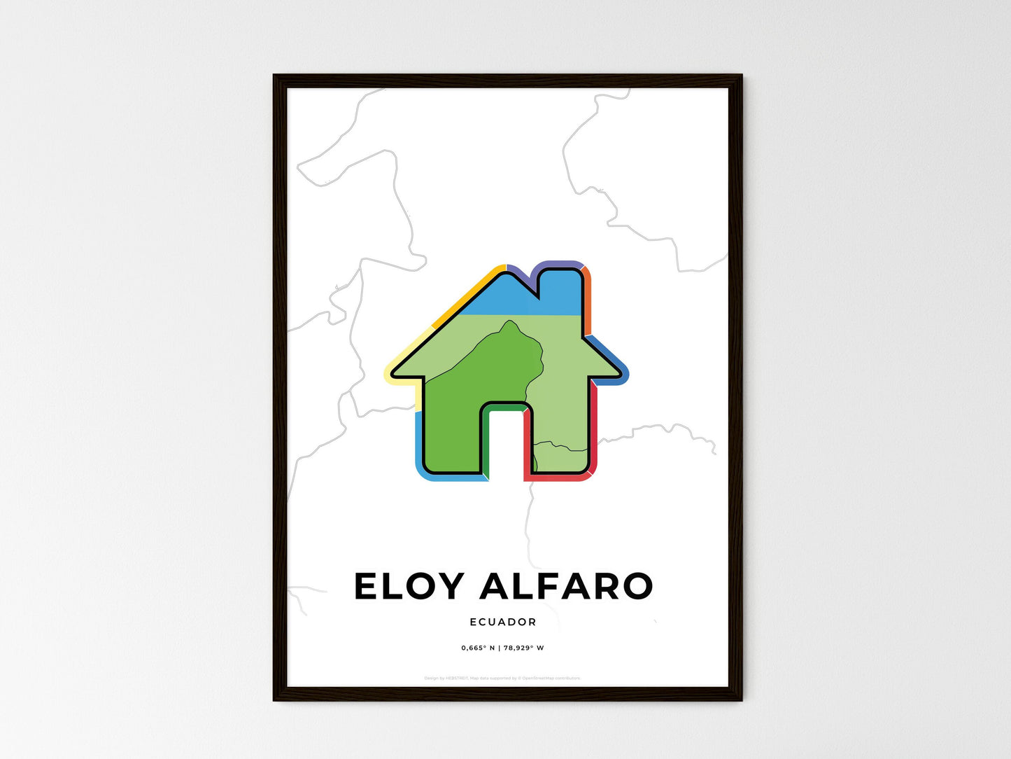 Eloy Alfaro Ecuador wedding art map with home icon