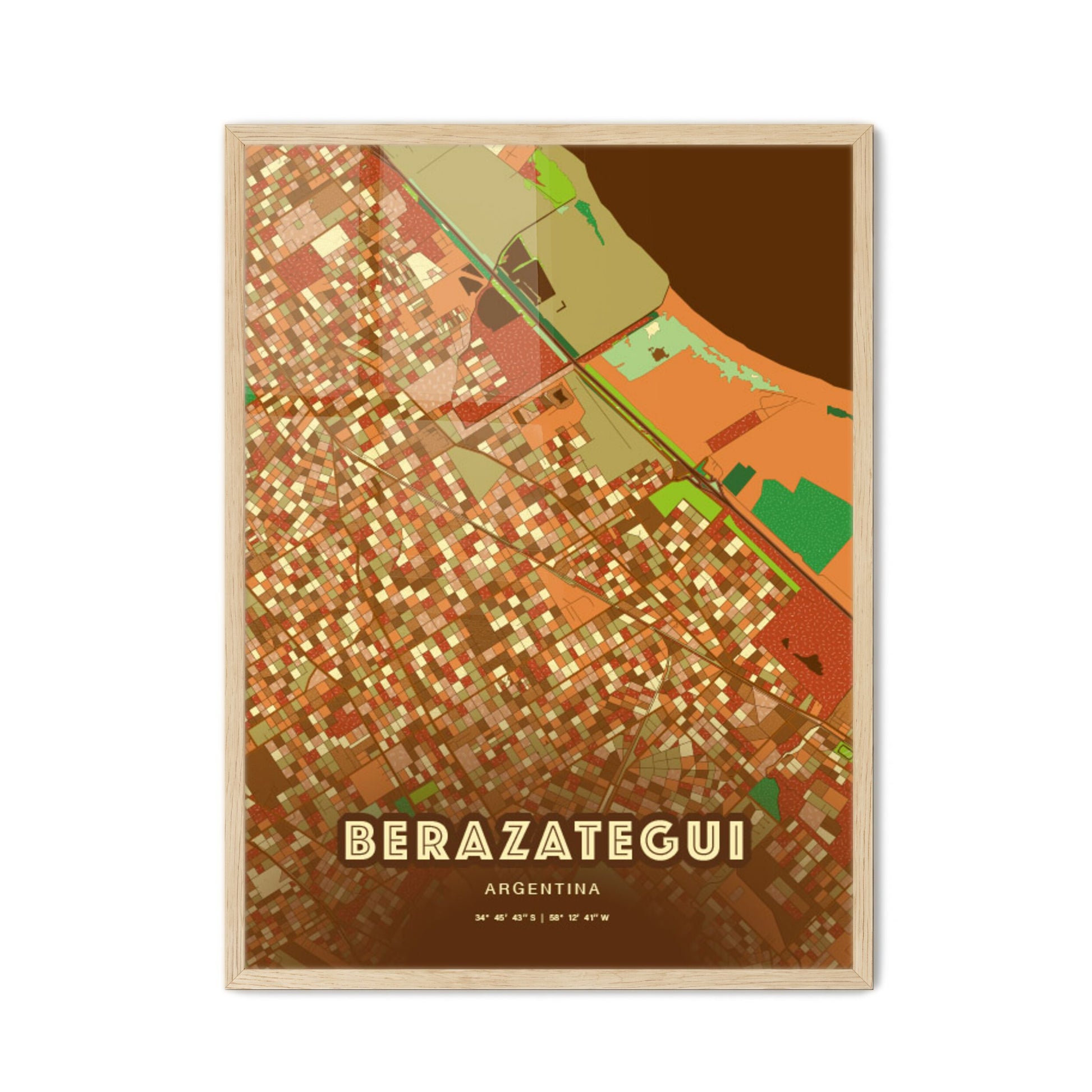 Colorful BERAZATEGUI ARGENTINA Fine Art Map Farmhouse