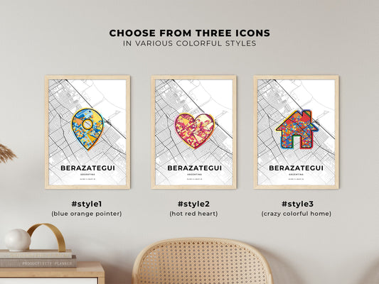 Berazategui Argentina maps with colorful icons