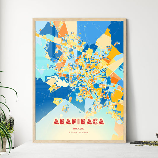 Colorful ARAPIRACA BRAZIL Fine Art Map Blue Orange