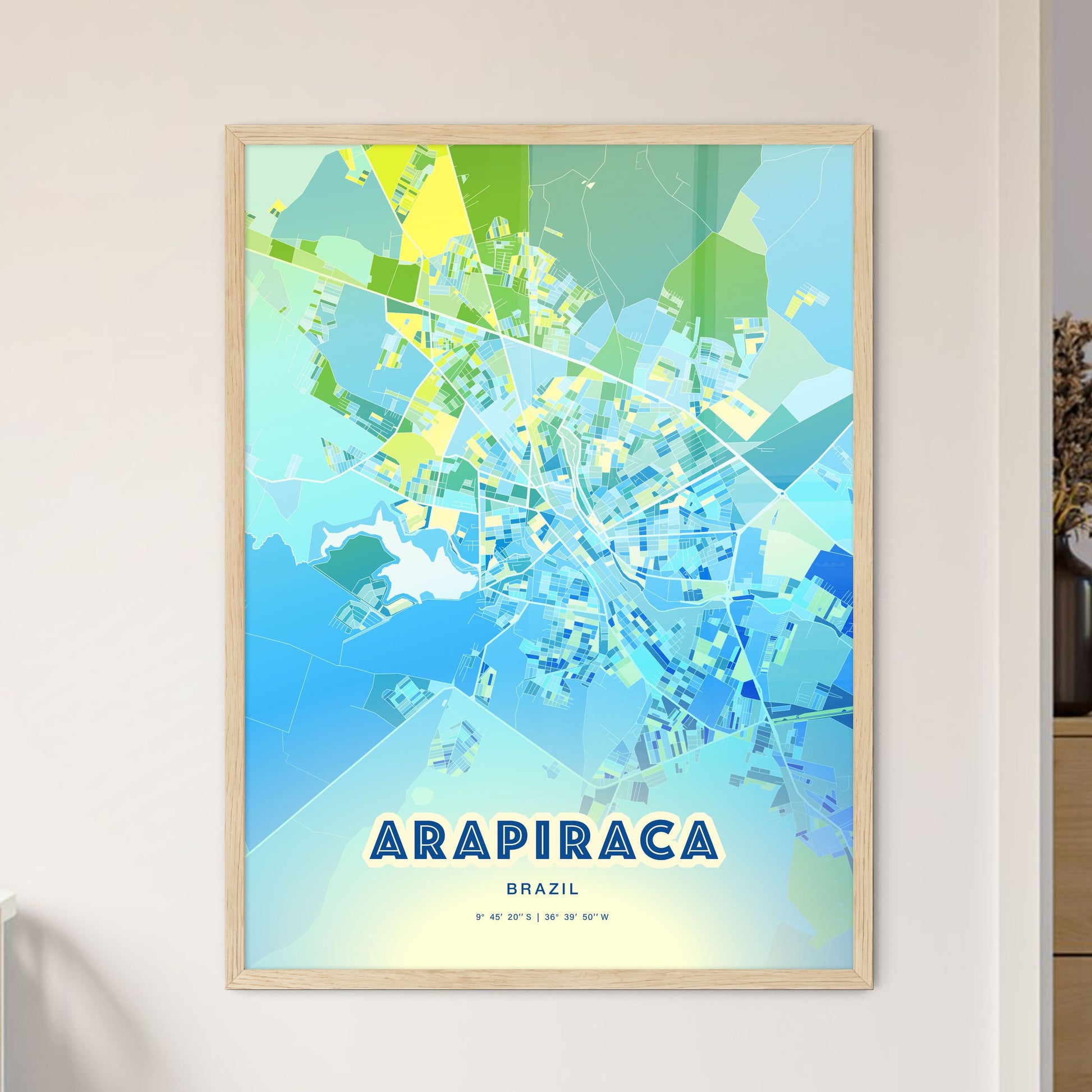 Colorful ARAPIRACA BRAZIL Fine Art Map Cool Blue