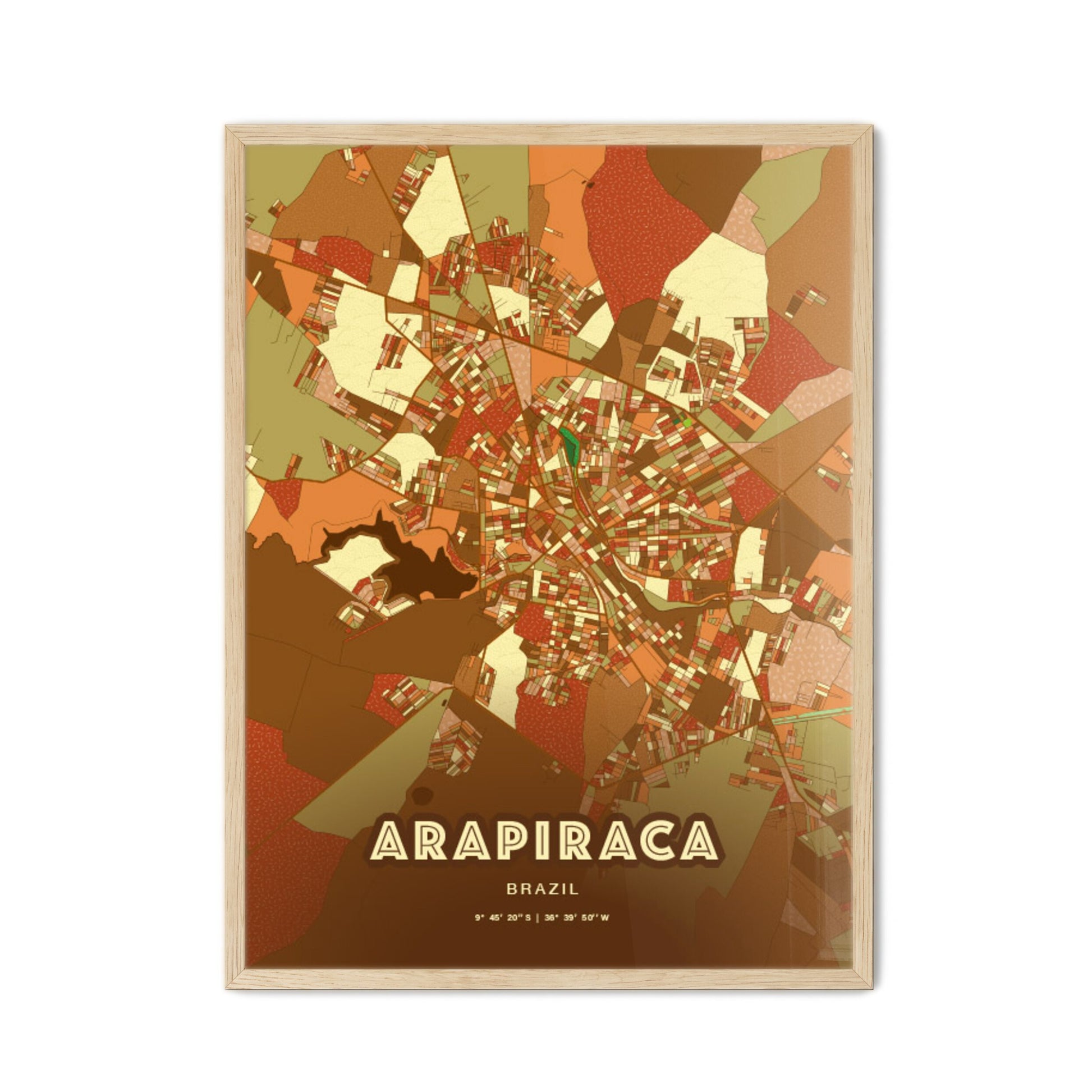 Colorful ARAPIRACA BRAZIL Fine Art Map Farmhouse