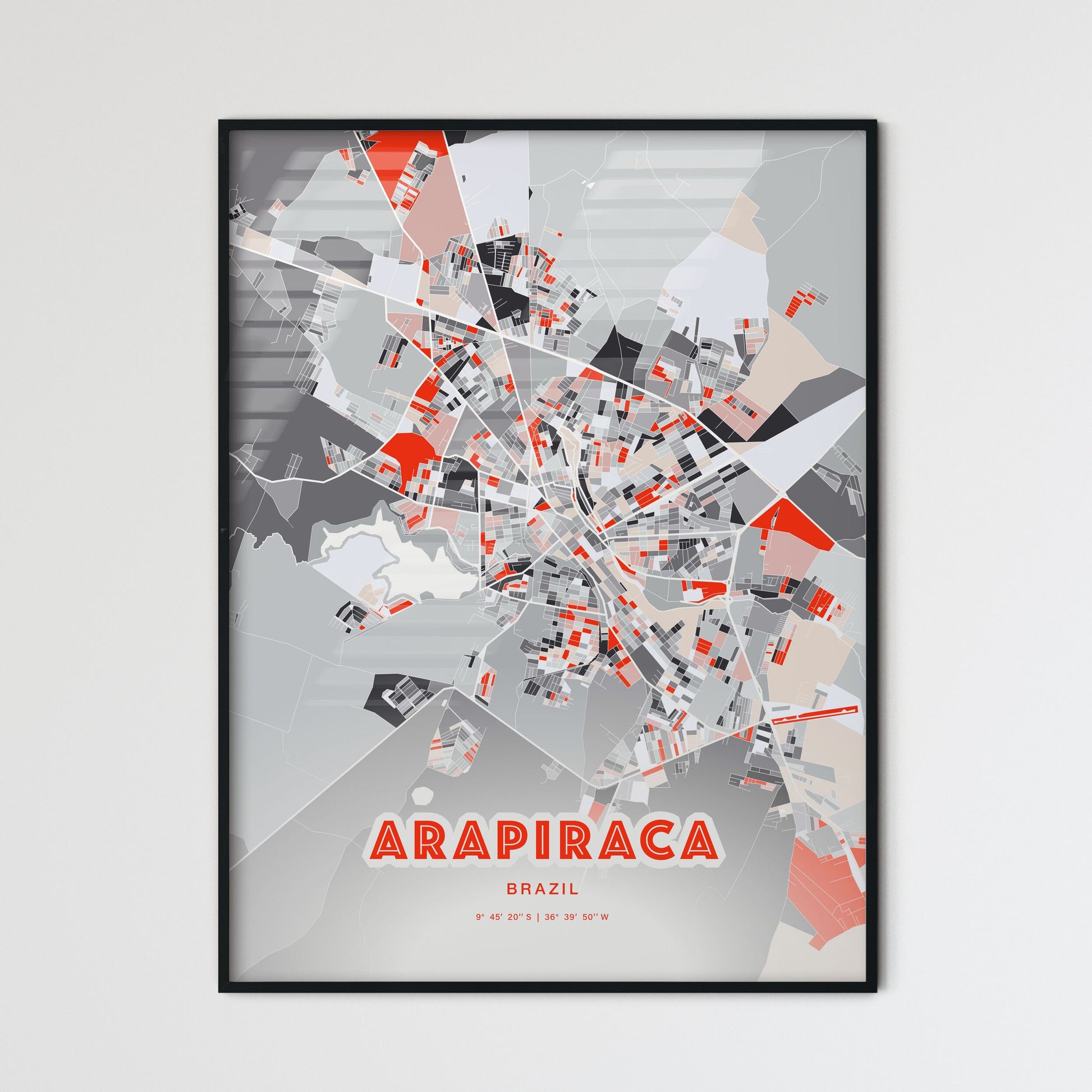 Colorful ARAPIRACA BRAZIL Fine Art Map Modern