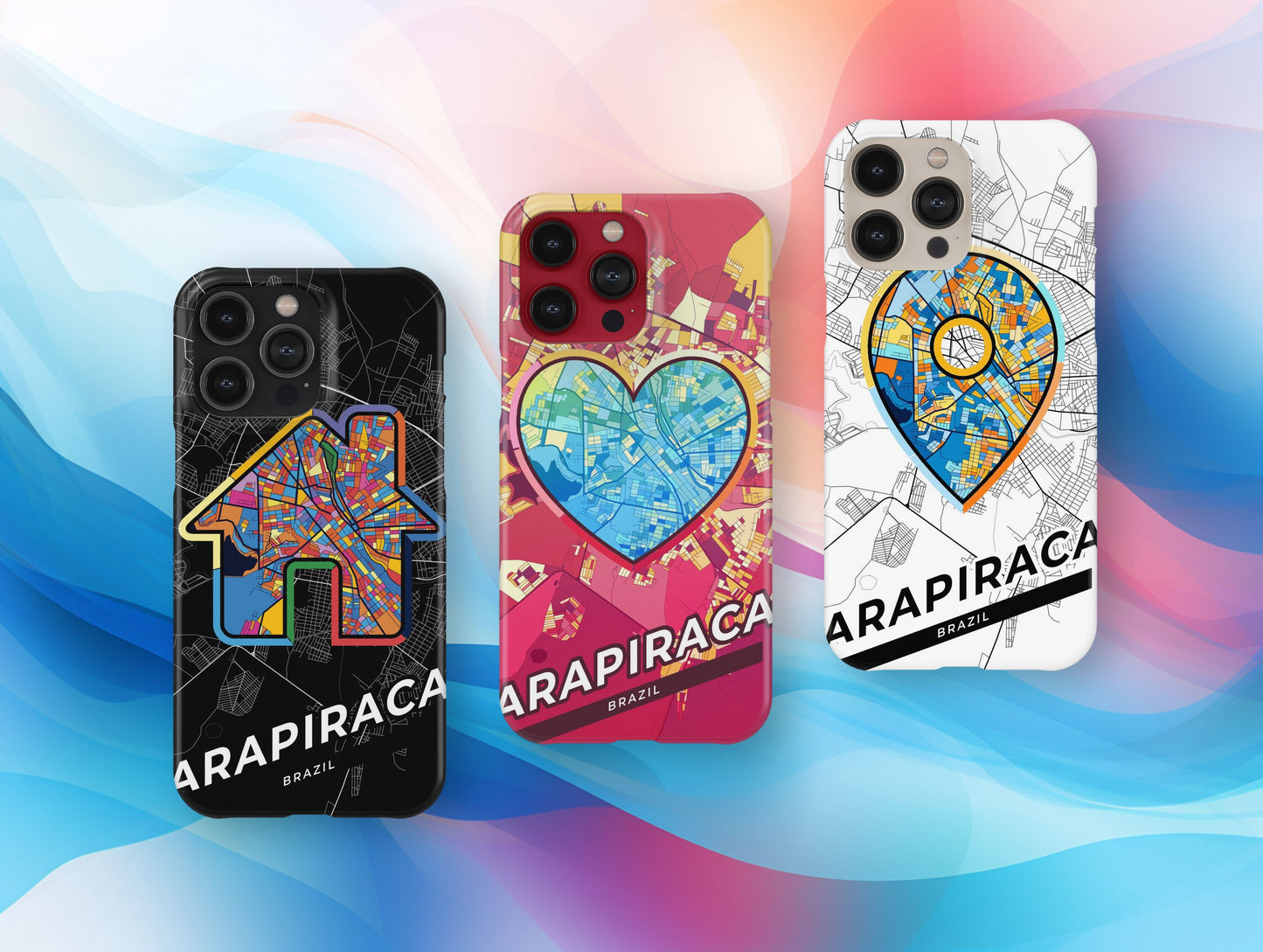 Arapiraca Brazil slim phone case with colorful icon. Birthday, wedding or housewarming gift. Couple match cases.