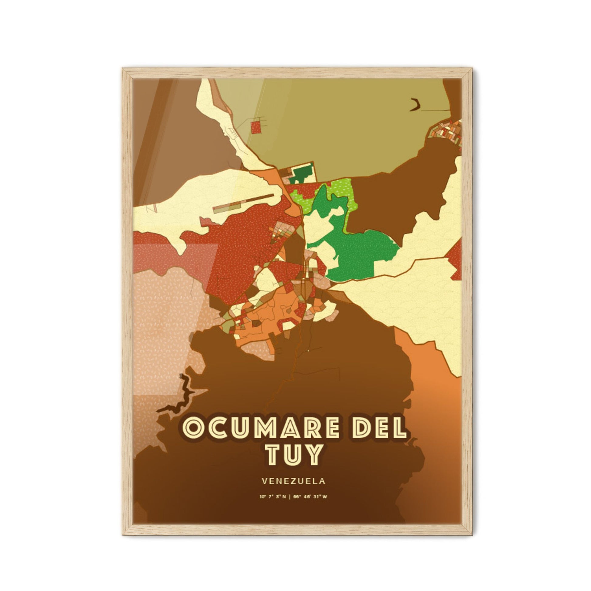 Colorful OCUMARE DEL TUY VENEZUELA Fine Art Map Farmhouse