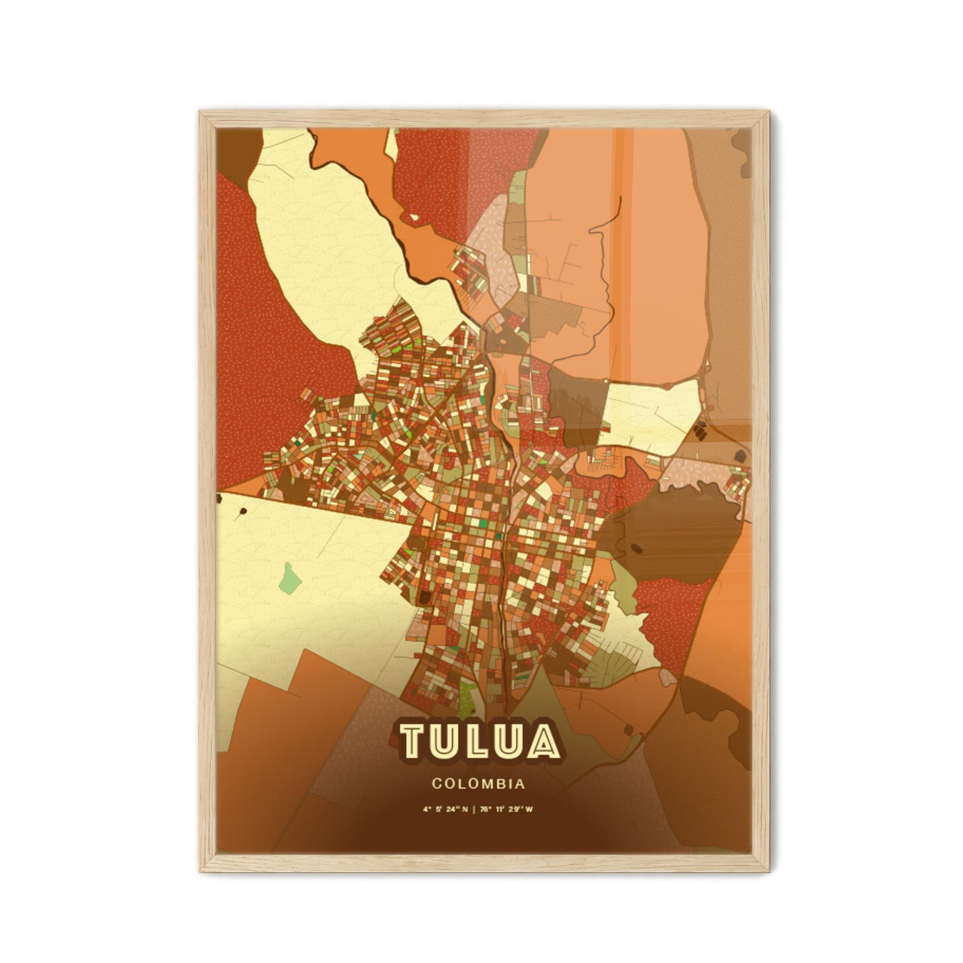 Colorful TULUA COLOMBIA Fine Art Map Farmhouse