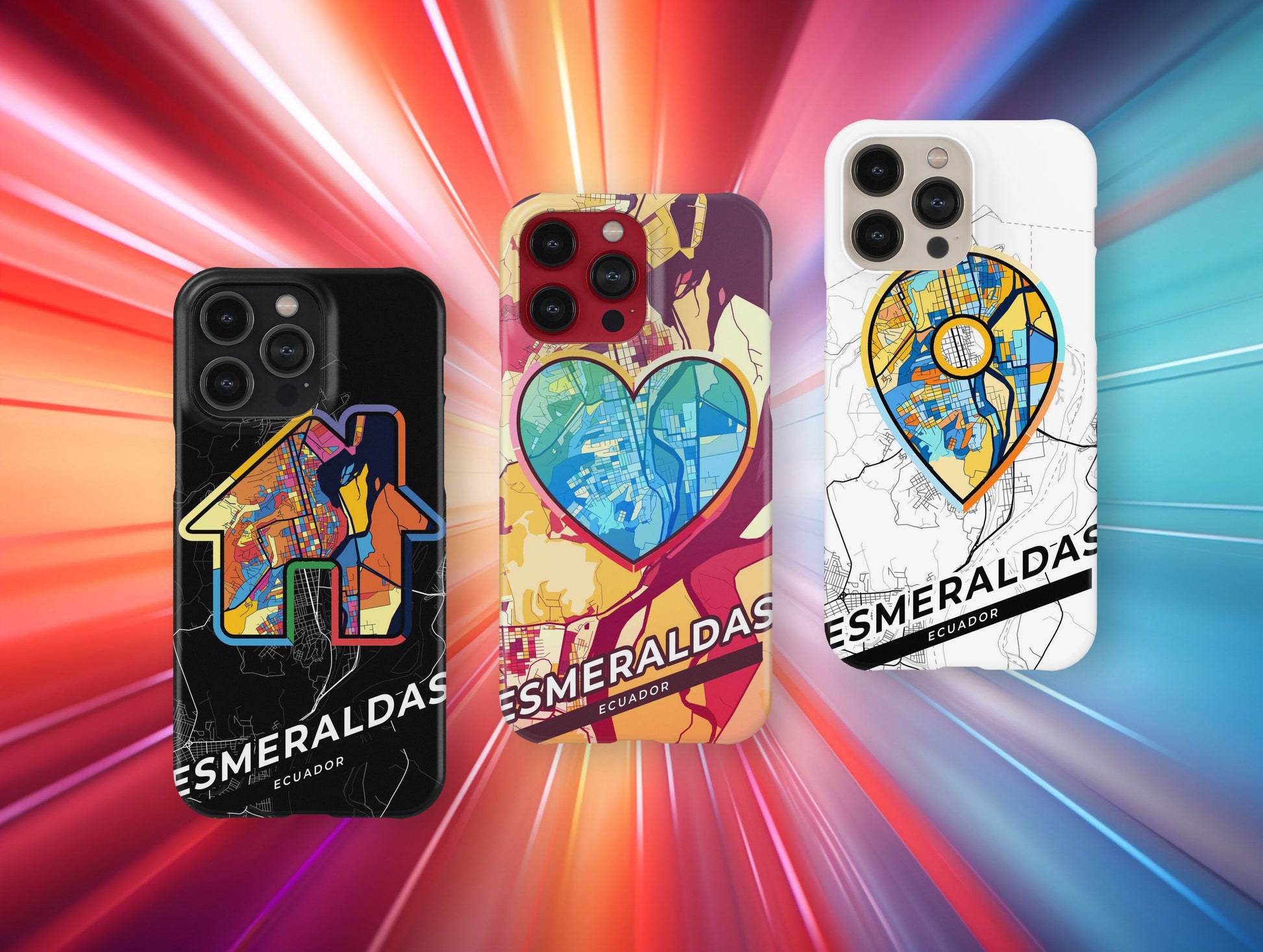 Esmeraldas Ecuador slim phone case with colorful icon. Birthday, wedding or housewarming gift. Couple match cases.