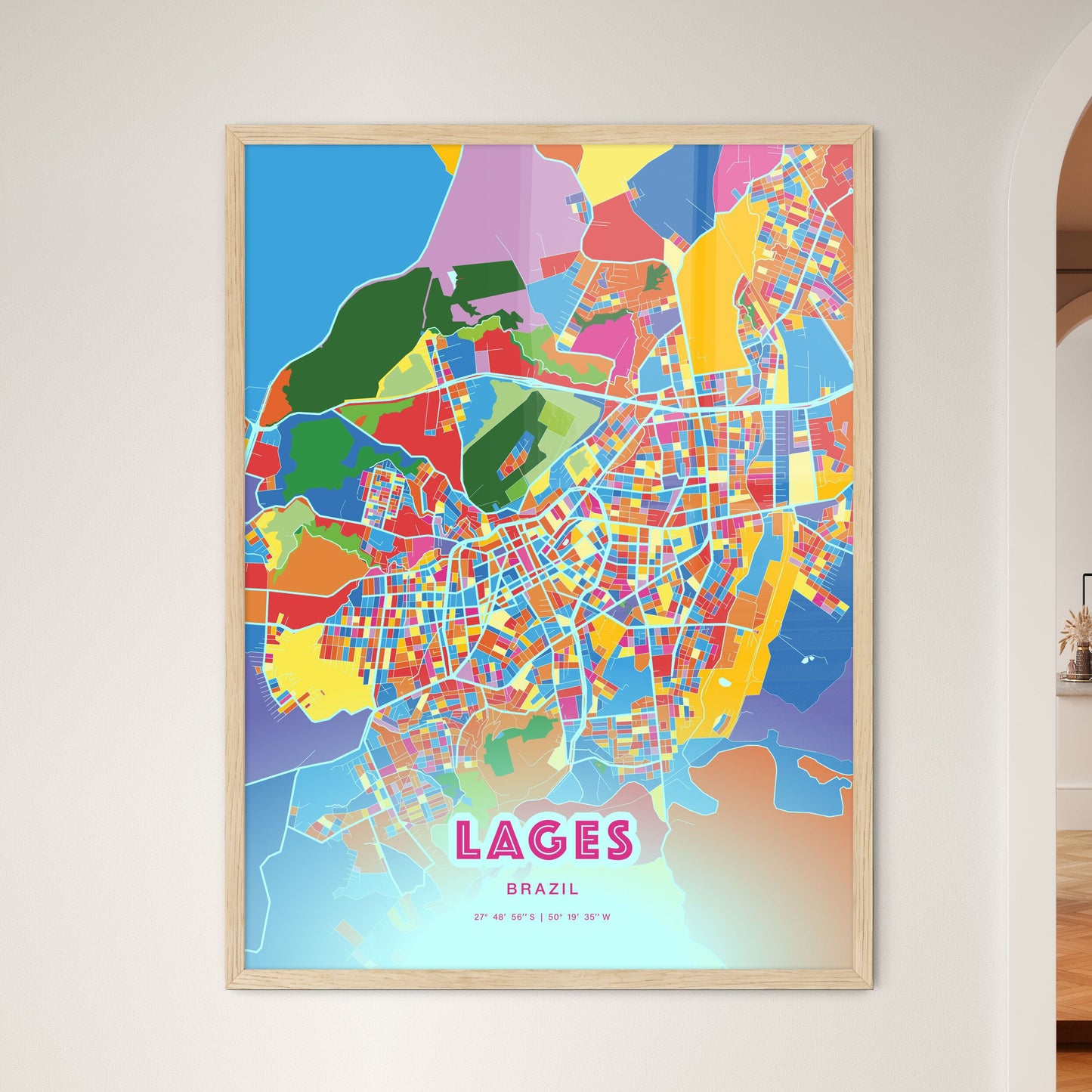 Colorful LAGES BRAZIL Fine Art Map Crazy Colors