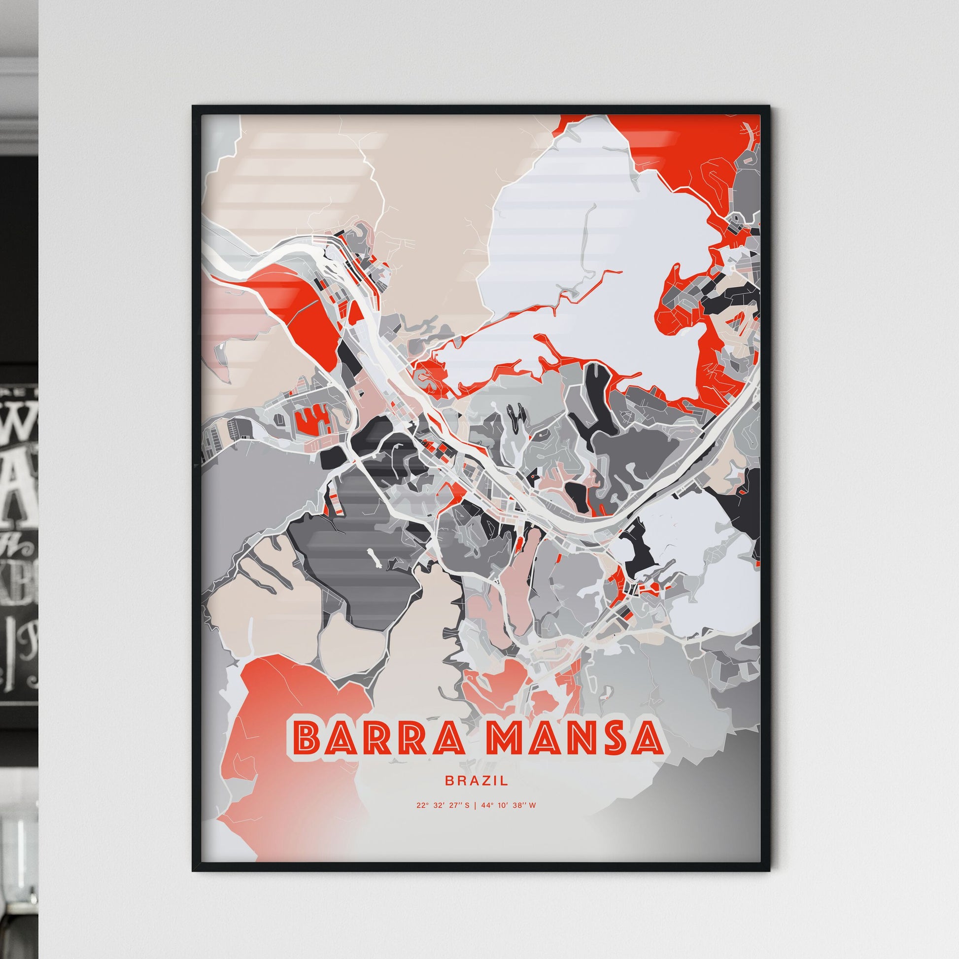 Colorful BARRA MANSA BRAZIL Fine Art Map Modern