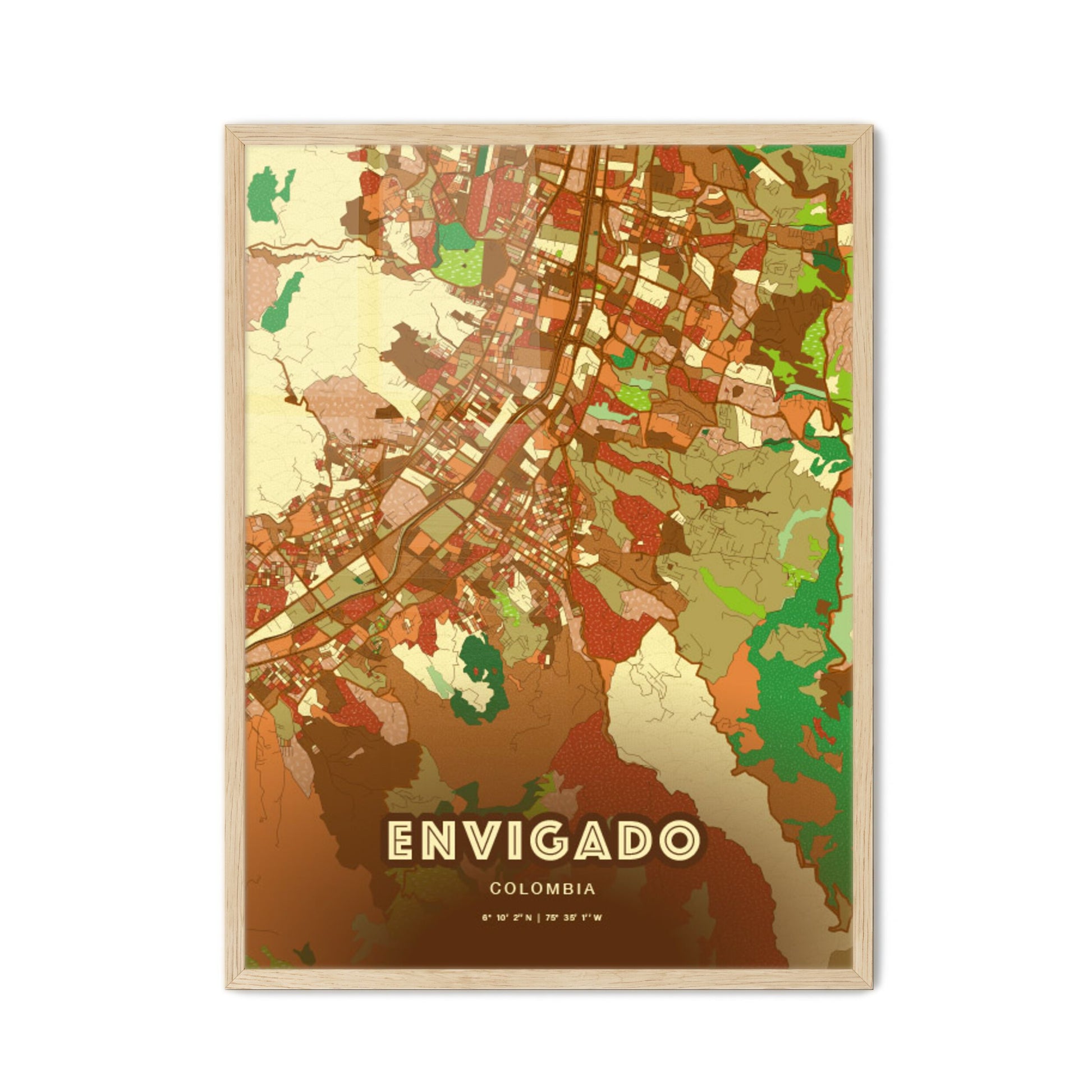 Colorful ENVIGADO COLOMBIA Fine Art Map Farmhouse