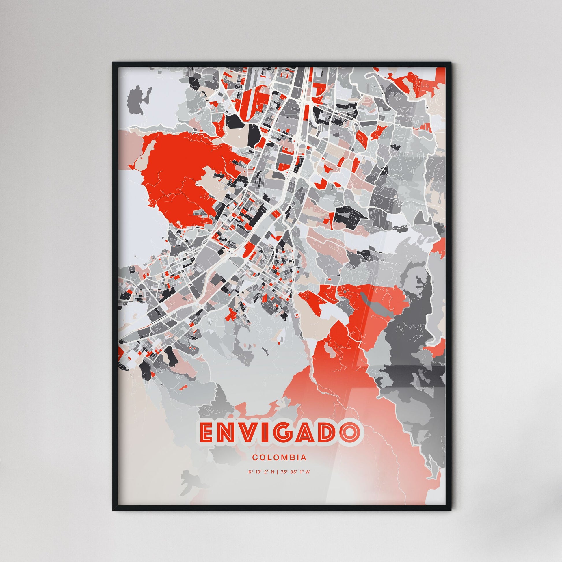 Colorful ENVIGADO COLOMBIA Fine Art Map Modern