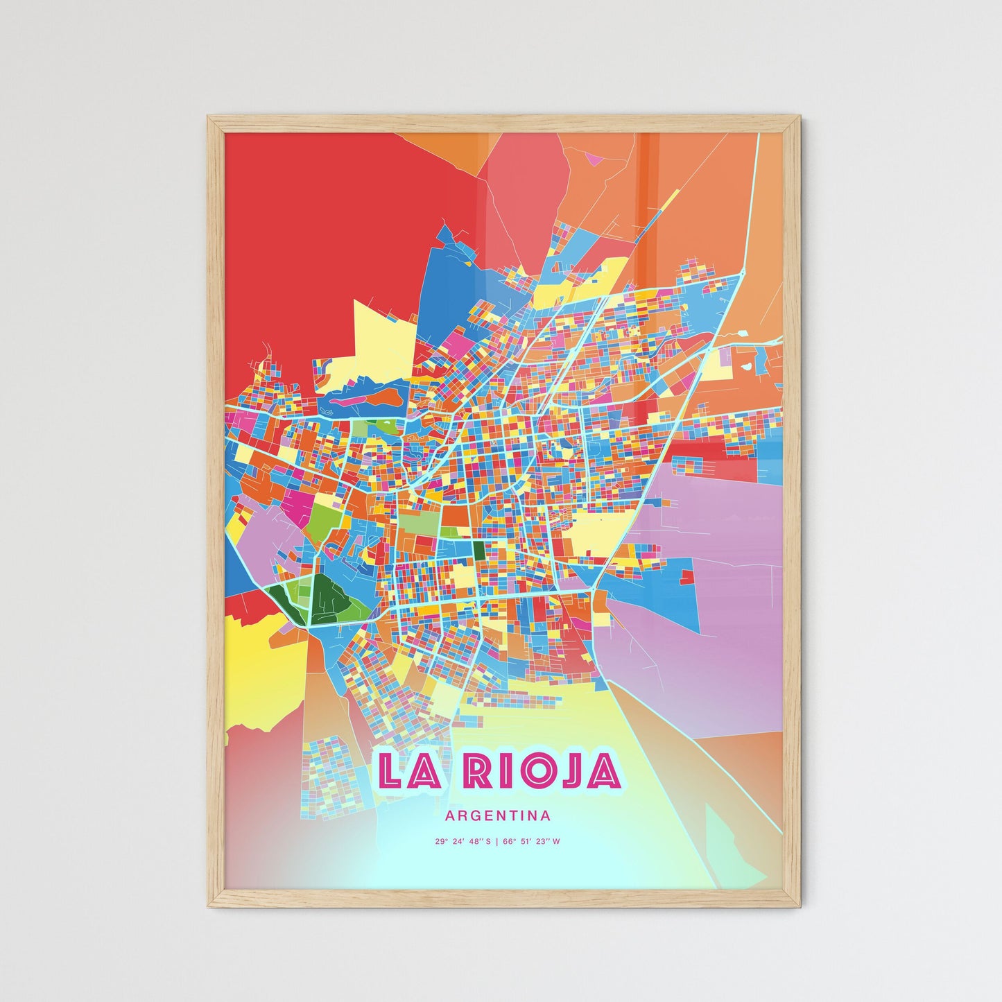 Colorful LA RIOJA ARGENTINA Fine Art Map Crazy Colors