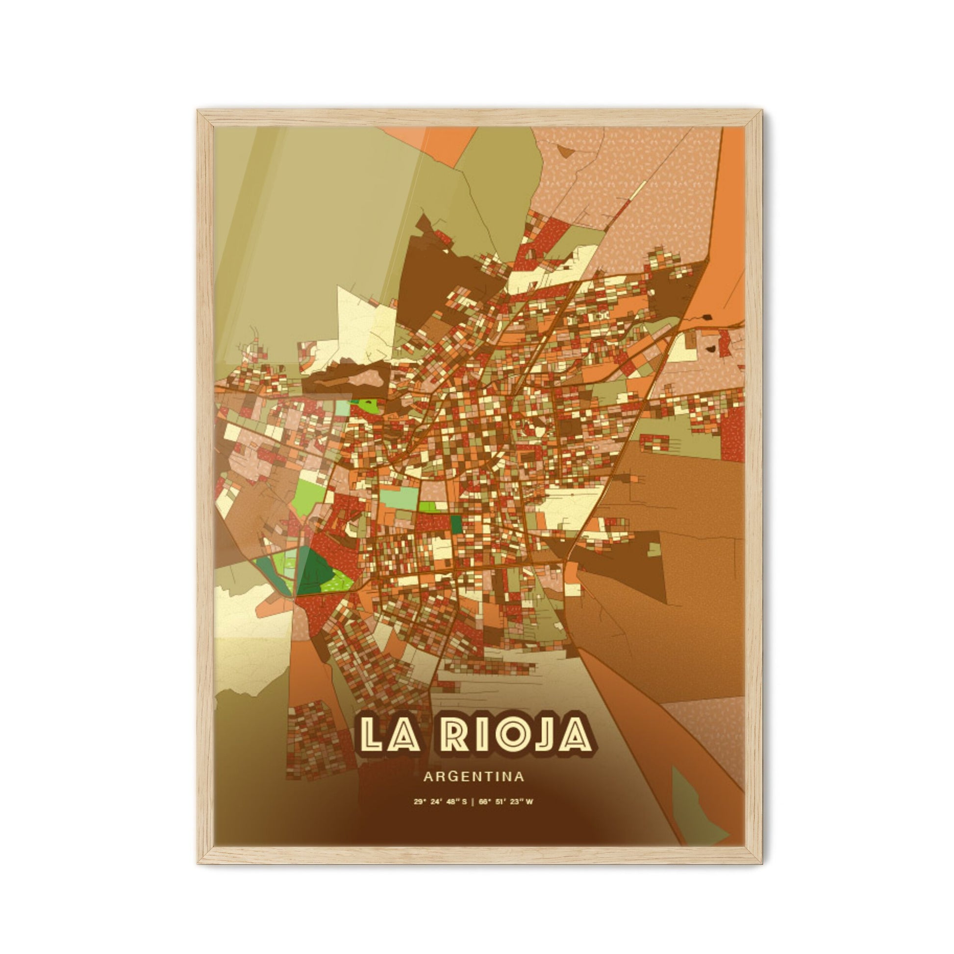 Colorful LA RIOJA ARGENTINA Fine Art Map Farmhouse