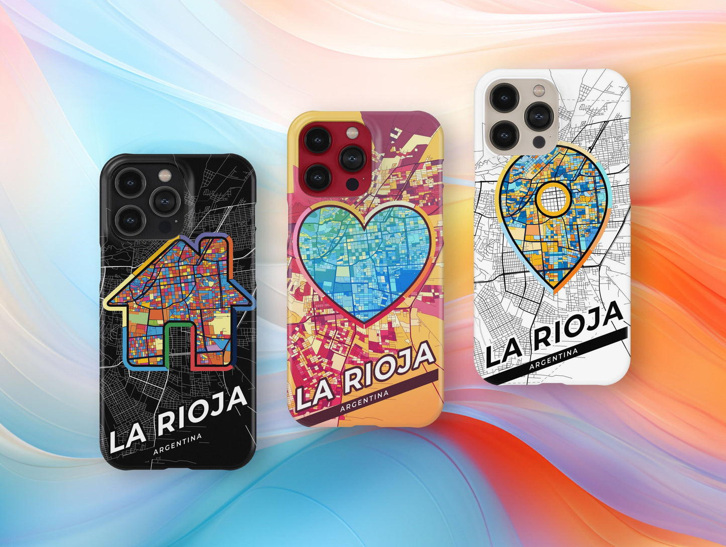 La Rioja Argentina slim phone case with colorful icon. Birthday, wedding or housewarming gift. Couple match cases.