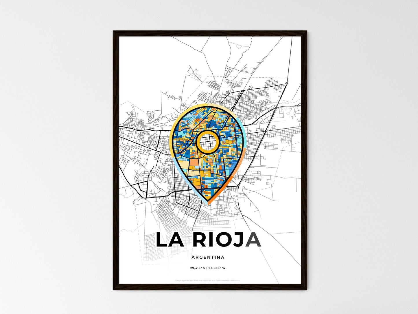La Rioja Argentina wedding art map with pointer icon