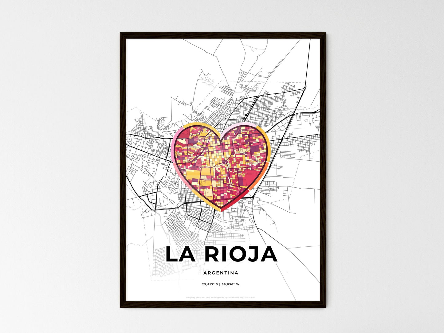 La Rioja Argentina wedding art map with heart icon