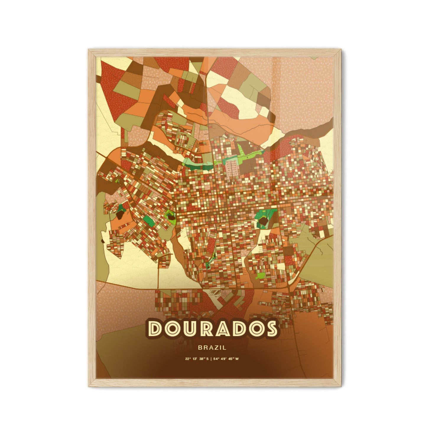 Colorful DOURADOS BRAZIL Fine Art Map Farmhouse