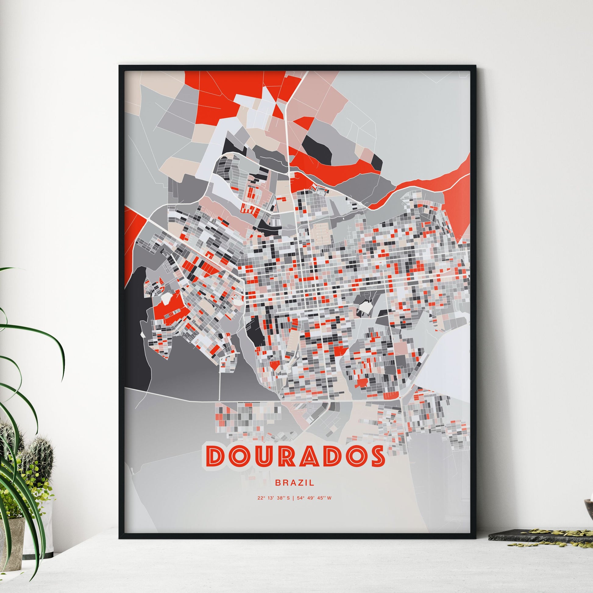 Colorful DOURADOS BRAZIL Fine Art Map Modern