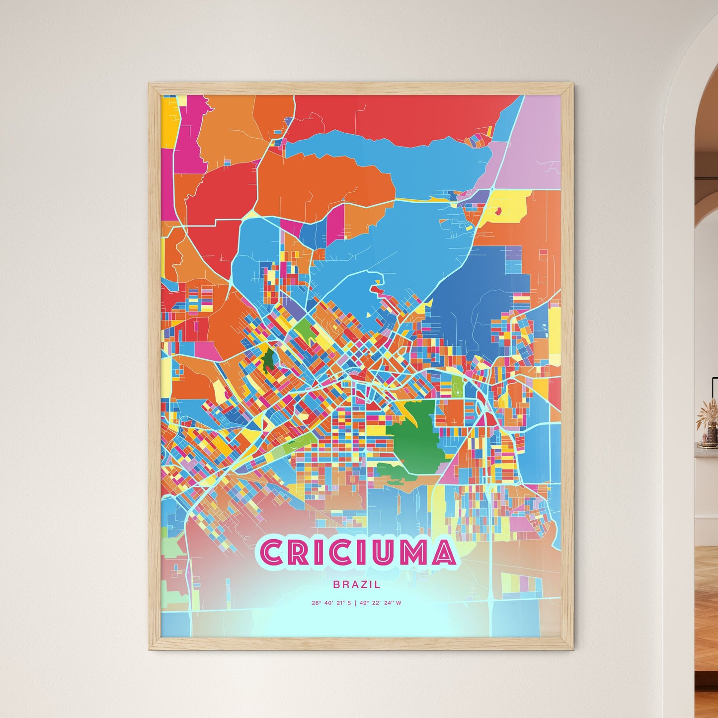 Colorful CRICIUMA BRAZIL Fine Art Map Crazy Colors