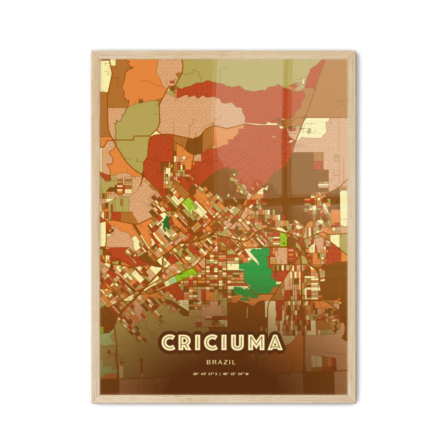 Colorful CRICIUMA BRAZIL Fine Art Map Farmhouse