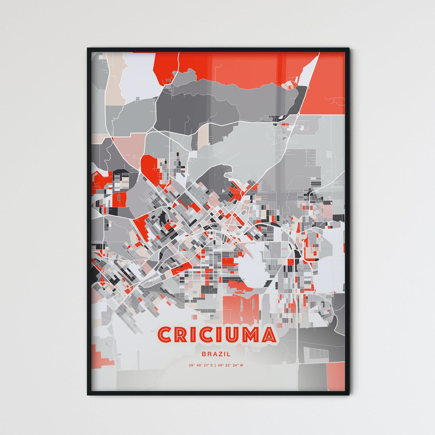 Colorful CRICIUMA BRAZIL Fine Art Map Modern