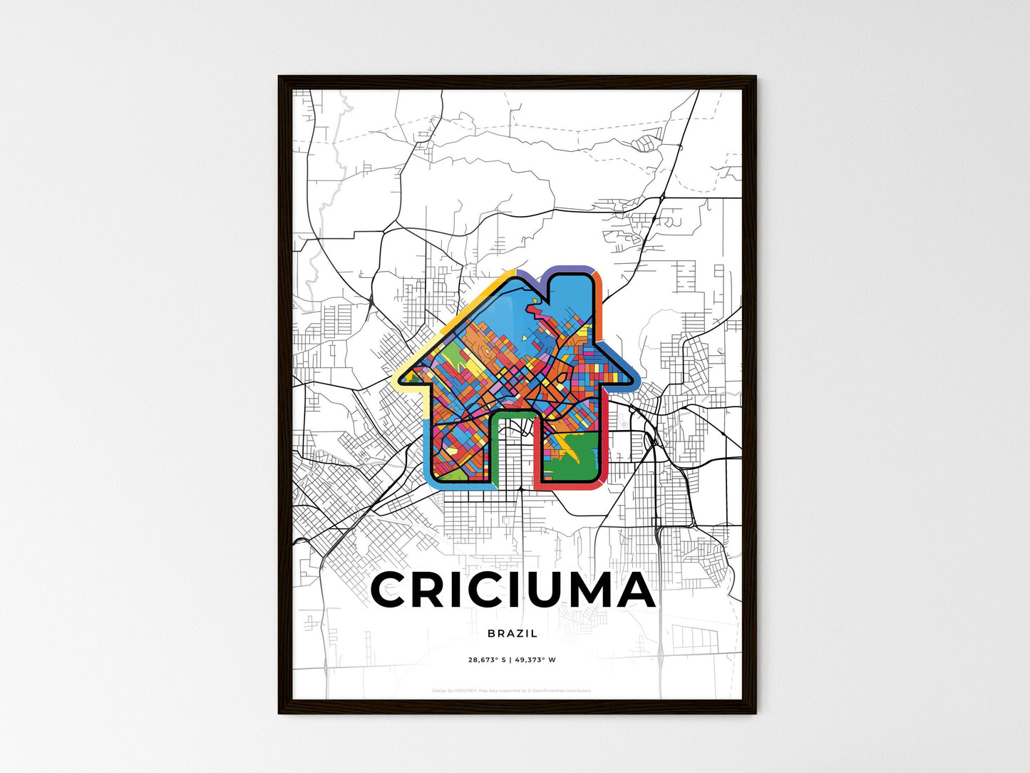Criciuma Brazil wedding art map with home icon