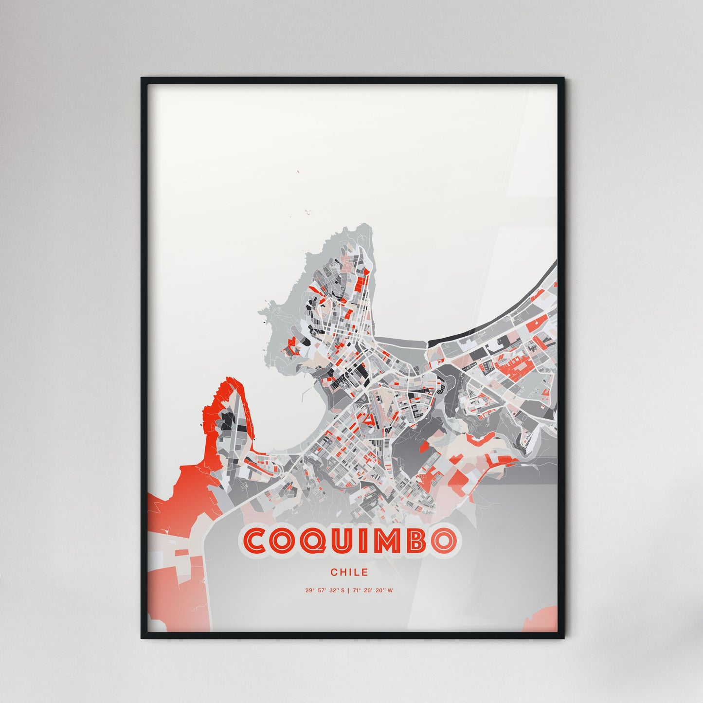 Colorful COQUIMBO CHILE Fine Art Map Modern