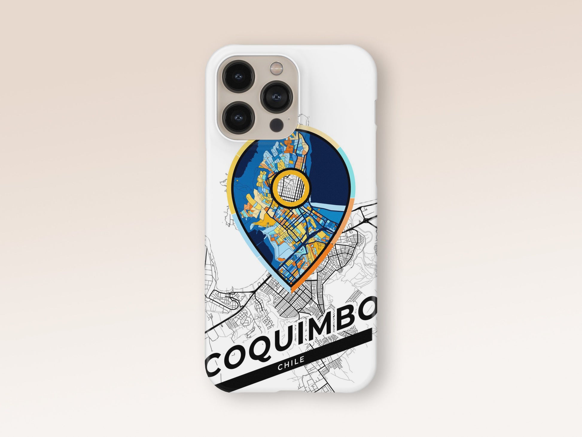 Coquimbo Chile slim phone case with colorful icon. Birthday, wedding or housewarming gift. Couple match cases. 1
