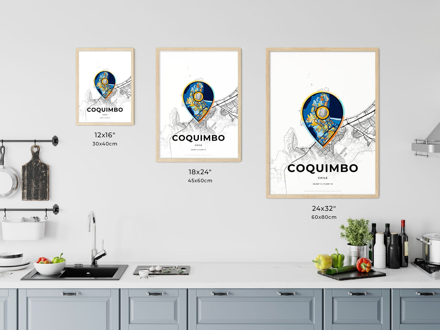 Coquimbo Chile art map size chart