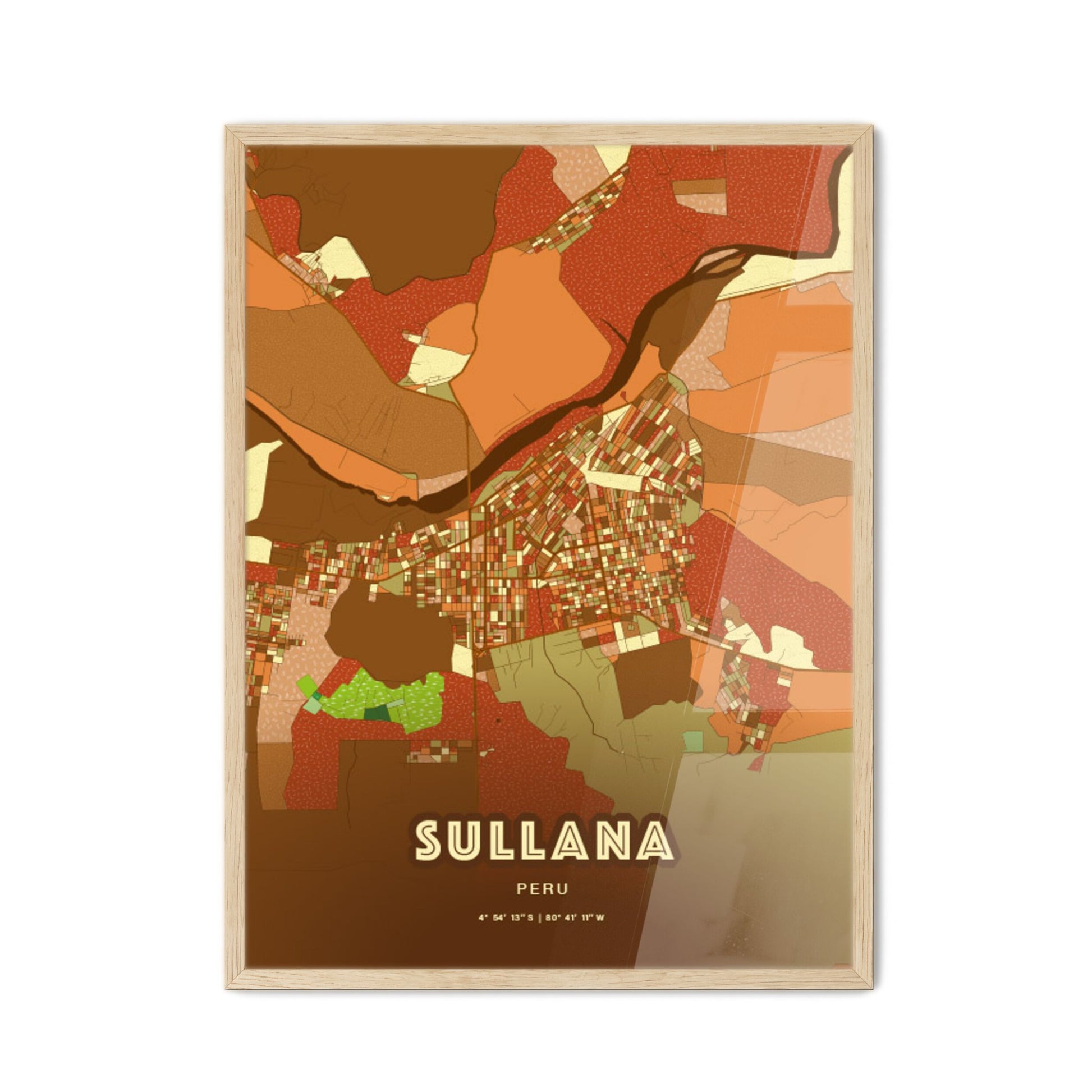 Colorful SULLANA PERU Fine Art Map Farmhouse