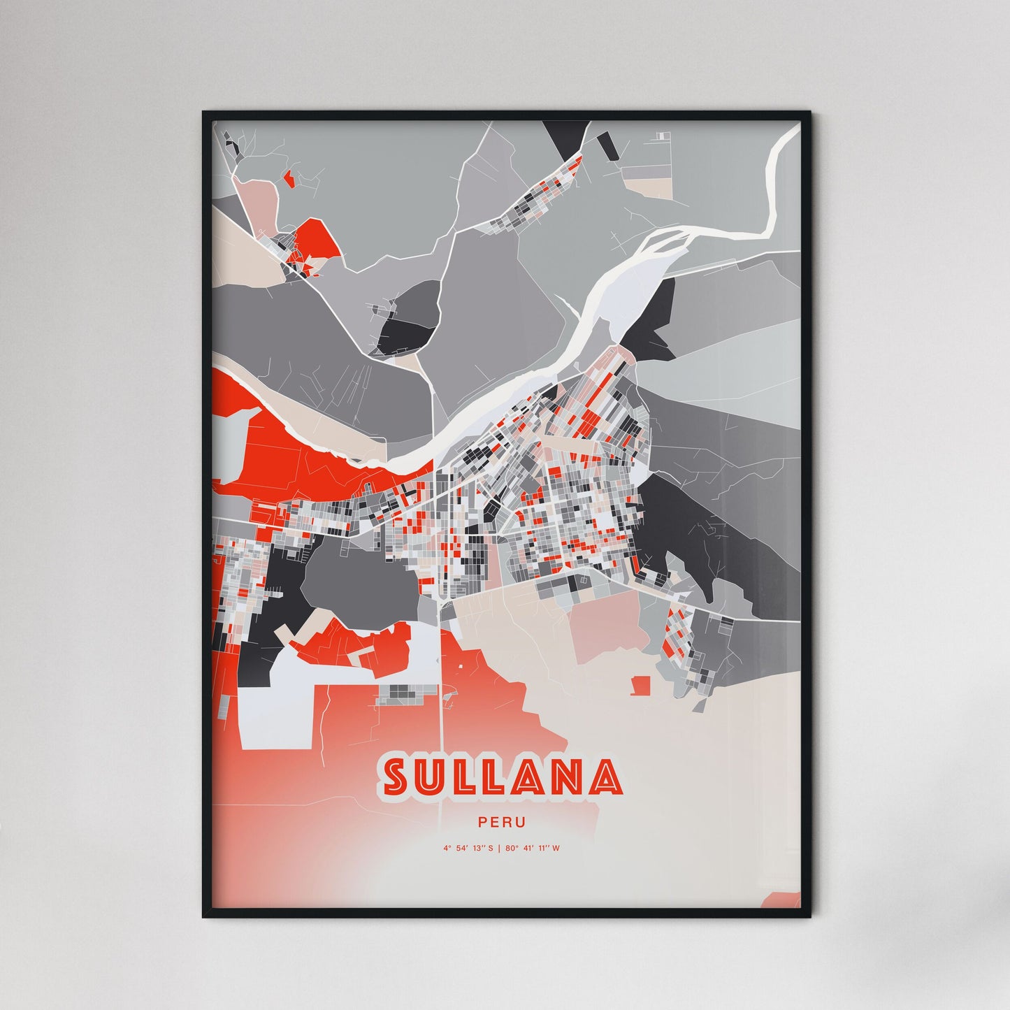 Colorful SULLANA PERU Fine Art Map Modern