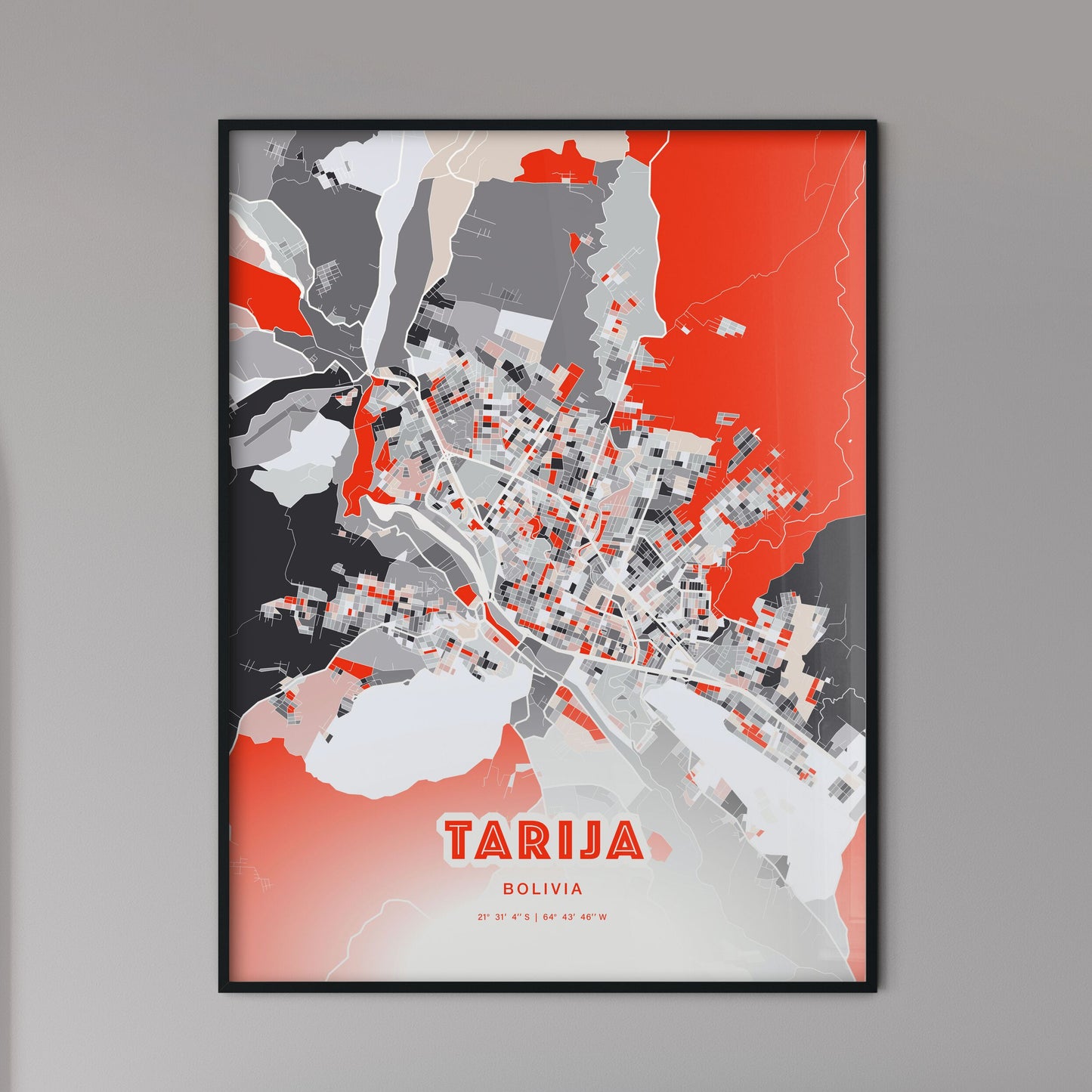 Colorful TARIJA BOLIVIA Fine Art Map Modern