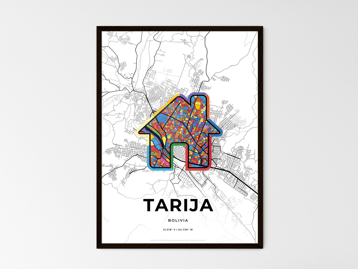 Tarija Bolivia wedding art map with home icon