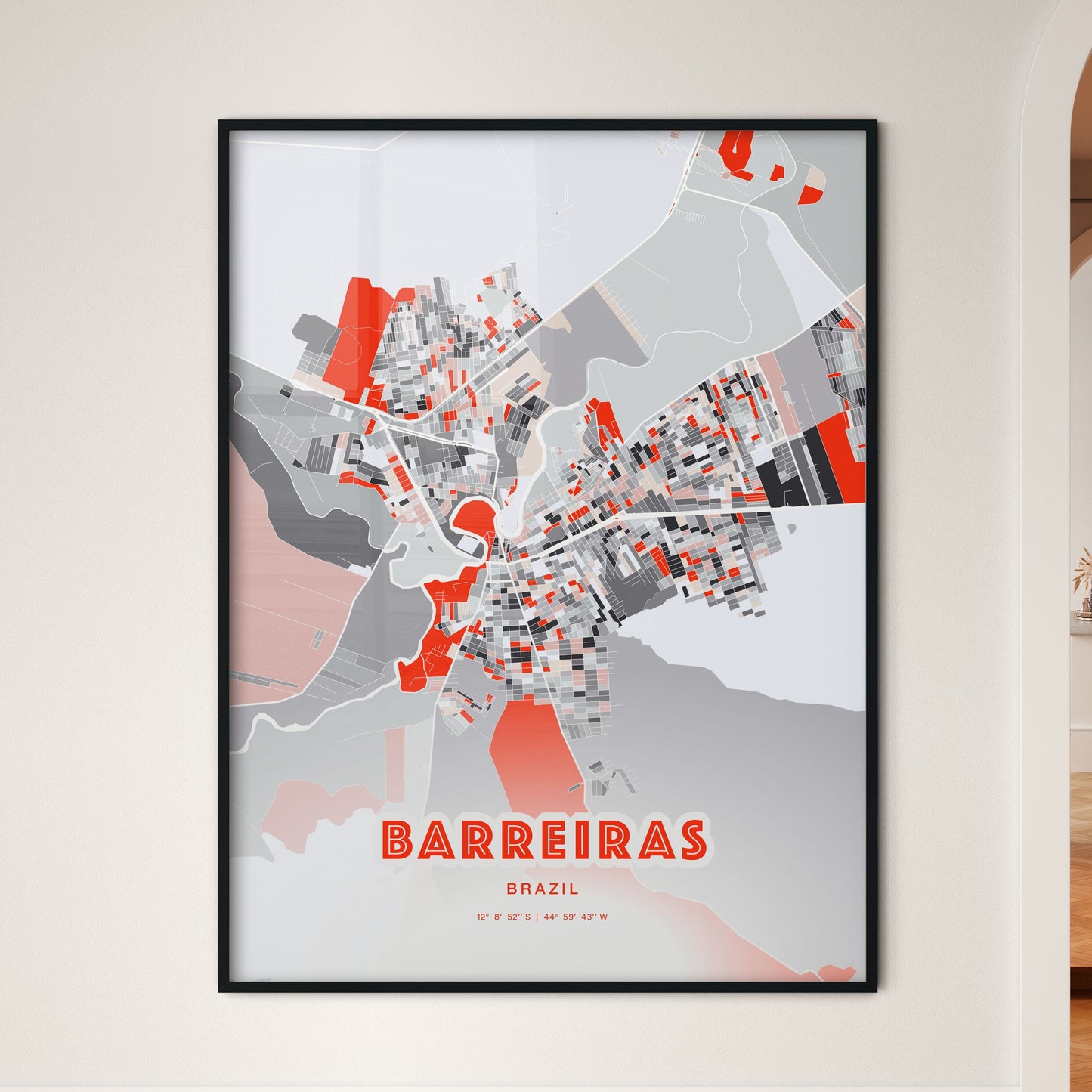 Colorful BARREIRAS BRAZIL Fine Art Map Modern