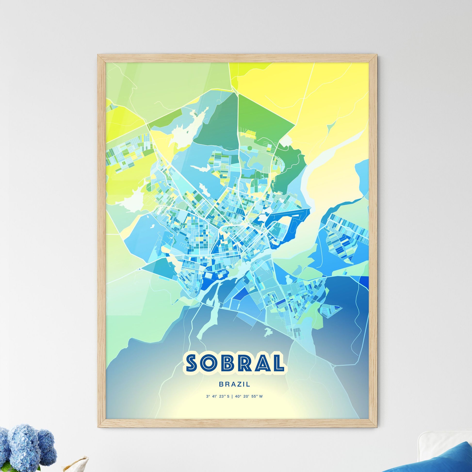 Colorful SOBRAL BRAZIL Fine Art Map Cool Blue