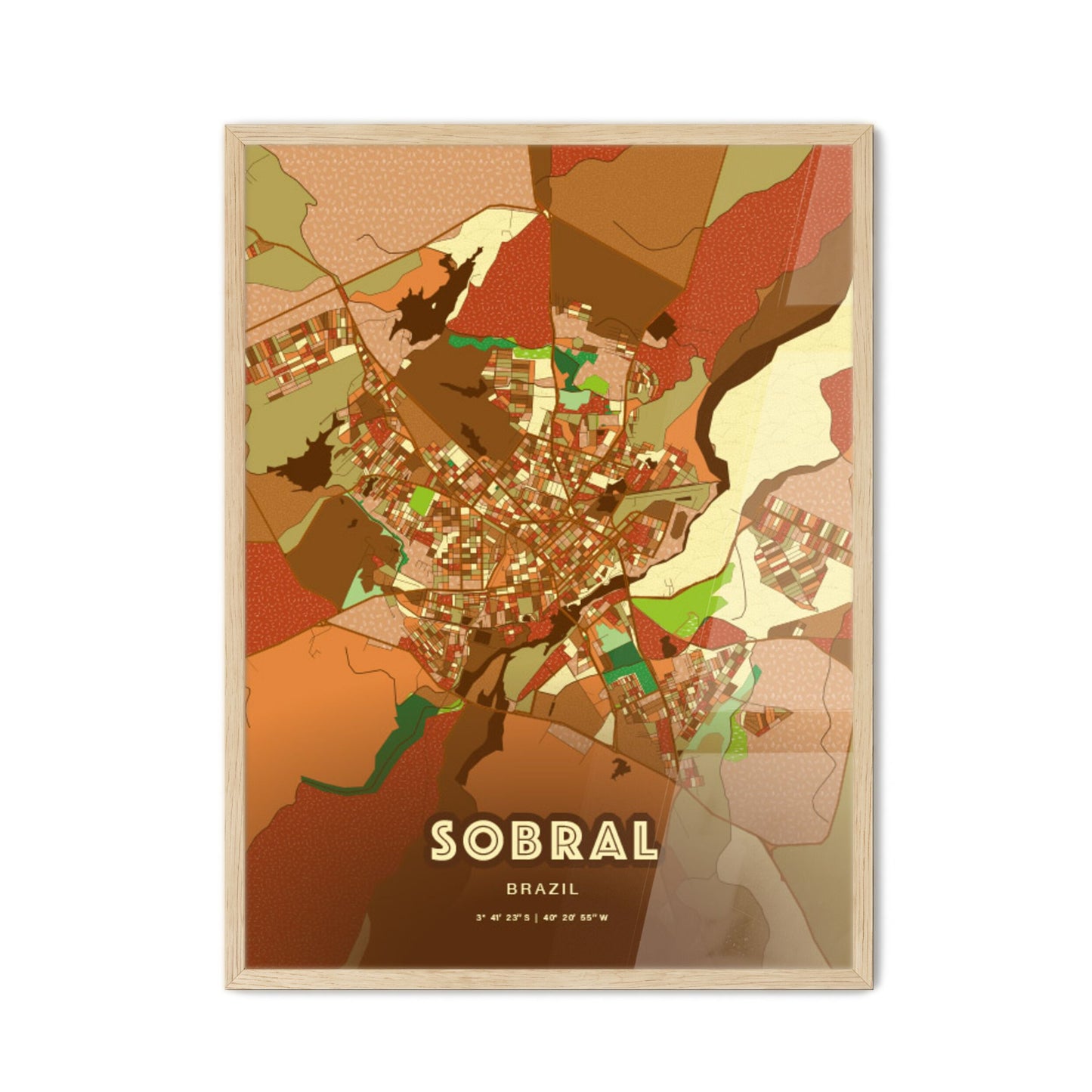 Colorful SOBRAL BRAZIL Fine Art Map Farmhouse