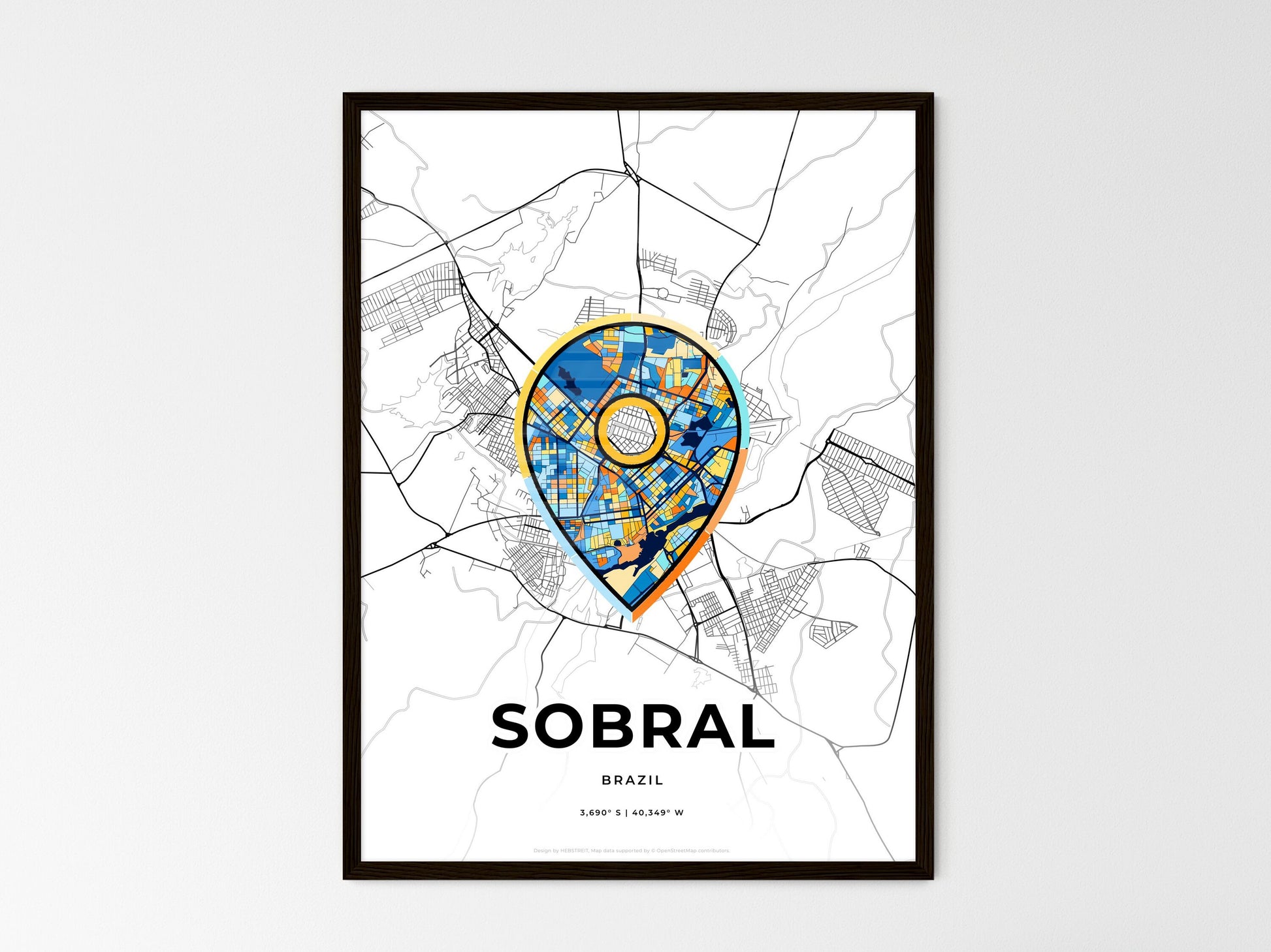 Sobral Brazil wedding art map with pointer icon