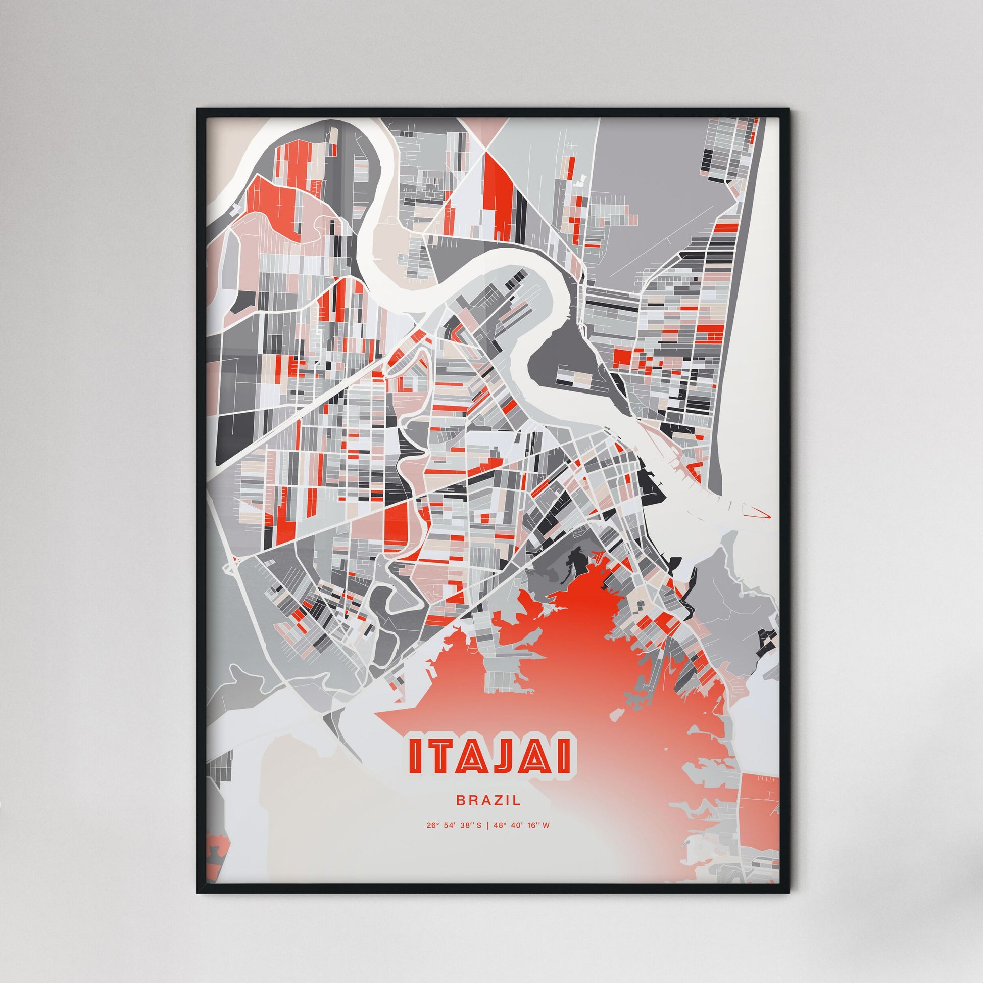 Colorful ITAJAI BRAZIL Fine Art Map Modern