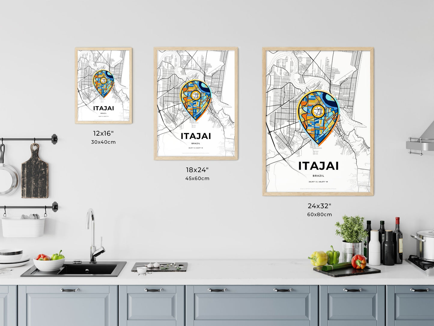 Itajai Brazil art map size chart